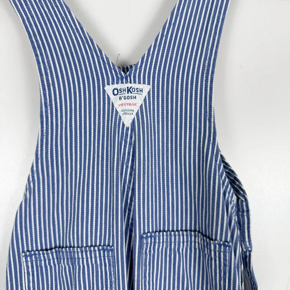 Vintage OshKosh B’Gosh USA Stripe Blue Overalls - 3 3T